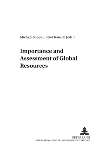 Michael Nippa et Peter Kausch - Importance and Assessment of Global Resources.