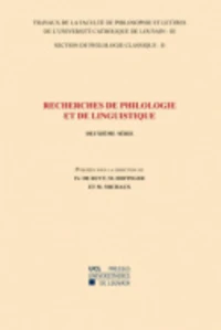 Recherches de philologie et de linguistique - Deuxième série
