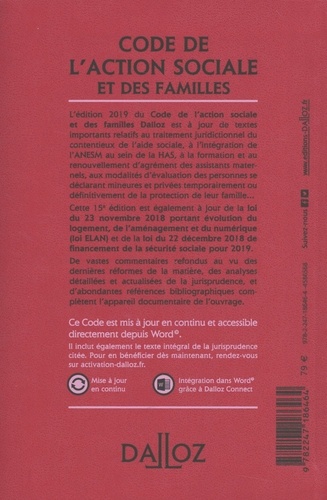 Code de l'action sociale et des familles. Annoté & commenté  Edition 2019