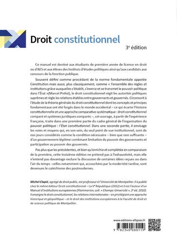 Droit constitutionnel. Théorie générale 3e édition
