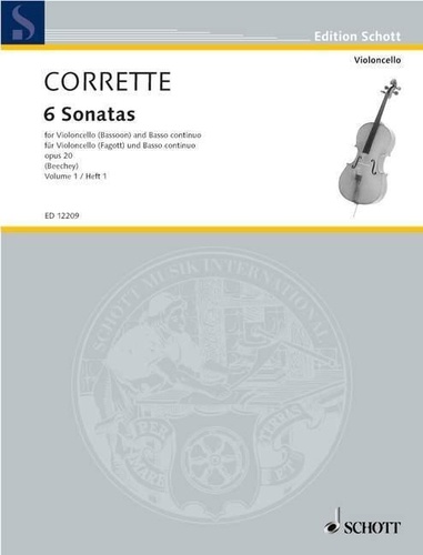 Michel Corrette - Edition Schott  : Les Délices de la Solitude - 6 Sonatas. op. 20. cello (bassoon) and basso continuo..