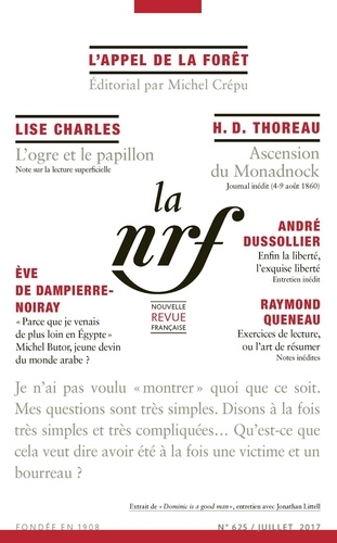 La Nouvelle Revue Française N° 625, juillet 2017