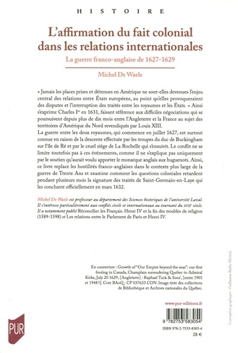 L'affirmation du fait colonial dans les relations internationales. La guerre franco-anglaise de 1627-1629
