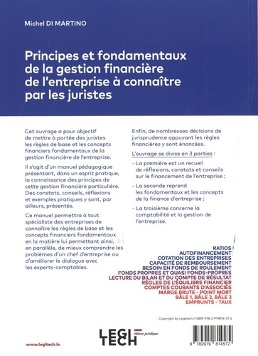 Principes et fondamentaux de la gestion financière de l’entreprise à connaître par les juristes 3e édition