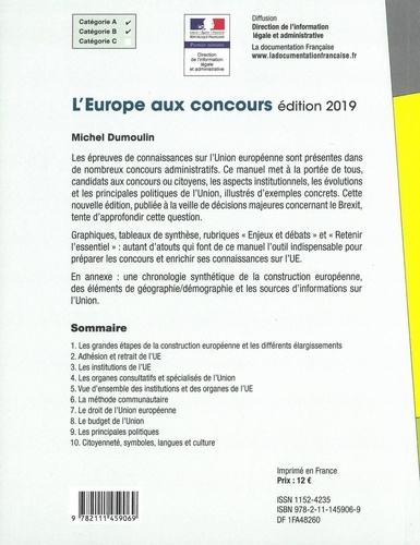L'Europe aux concours. Institutions politiques  Edition 2019