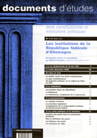 Michel Fromont et  Collectif - Droit Constitutionnel Et Institutions Politiques Numero 1.11 1993 : Les Institutions De La Republique Federale D'Allemagne.
