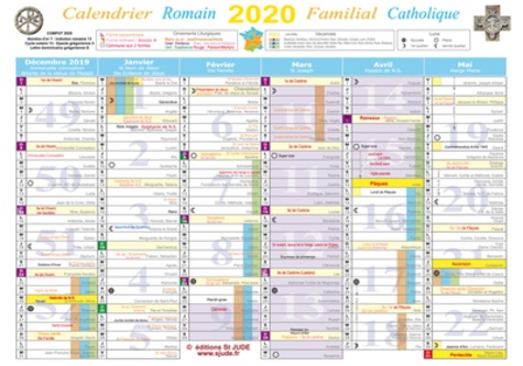 Calendrier familial Catholique Edition 2020 - Michel Gurnaud