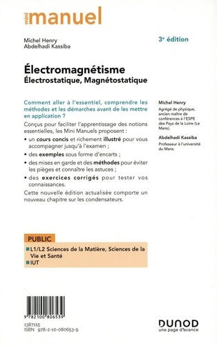 Mini manuel d'électromagnétisme. Electrostatique, Magnétostatique 3e édition