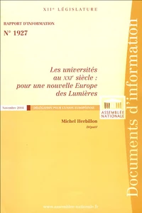 Les universités au XXIe siècle : pour une nouvelle Europe des Lumières