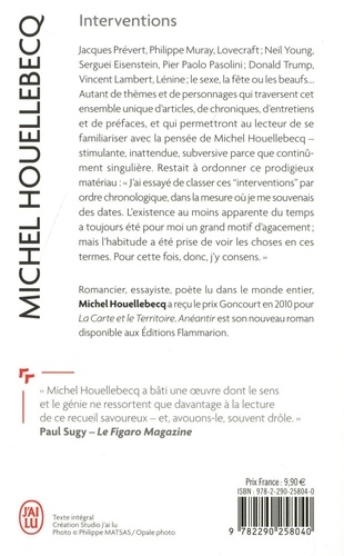 Interventions de Michel Houellebecq - Poche - Livre - Decitre