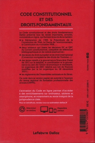Code constitutionnel et des droits fondamentaux. Annoté et commenté en ligne  Edition 2024