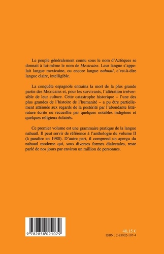 Introduction A La Langue Et A La Litterature Azteques. Tome 1, Grammaire
