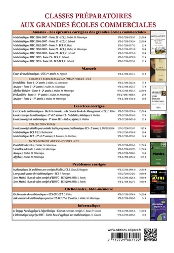 Problemes Corriges De Mathematiques Poses Aux Concours Des Grandes Ecoles Commerciales Option Economique 1998-2001