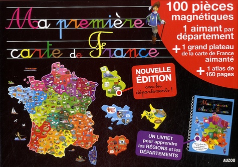 Michel Mouton-Barrère - Ma première carte de France - Coffret avec 100 pièces magnétiques et 1 grand plateau aimanté.