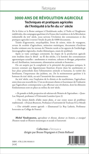 3000 ans de Révolution agricole. Techniques et pratiques agricoles de l'Antiquité à la fin du XIXe siècle