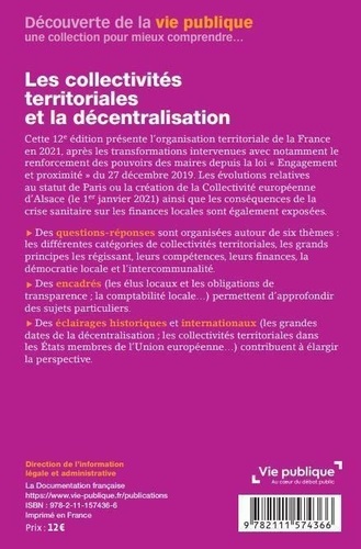 Les collectivités territoriales et la décentralisation 12e édition