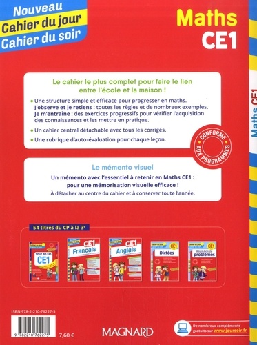 Cahier du jour/Cahier du soir Maths CE1 + mémento  Edition 2019