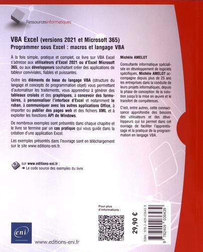 VBA Excel (versions 2021 et Microsoft 365). Programmer sous Excel - Macros et langage VBA
