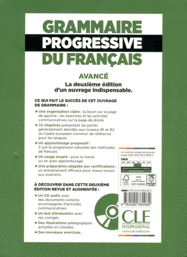Grammaire progressive du français avancé B1/B2. Avec 400 exercices 2e édition revue et augmentée -  avec 1 CD audio