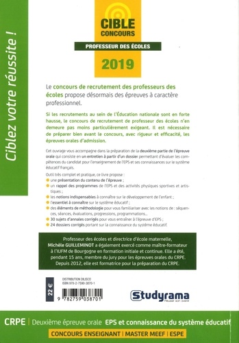CRPE Deuxième épreuve orale EPS et connaissance du système éducatif  Edition 2019 - Occasion