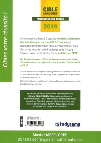 Master MEEF/CRPE. 20 tests de français et mathématiques  Edition 2019