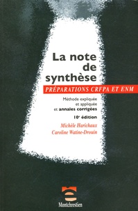 Michèle Harichaux et Caroline Watine-Drouin - La note de synthèse - Méthode expliquée et appliquée et annales corrigées.