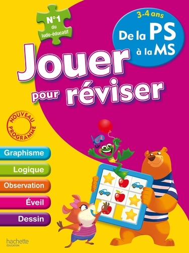 Michèle Lecreux et Loïc Audrain - Jouer pour réviser 3-4 ans - De la PS à la MS - Avec un crayon-gomme.