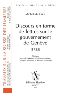 Discours en forme de lettres sur le gouvernement de Genève (1735)