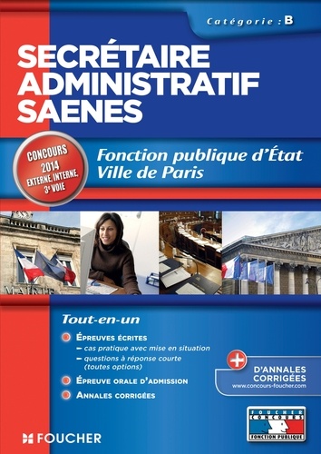 Secrétaire administratif SAENES Catégorie B. Fonction publique d'état Ville de Paris concours 2014