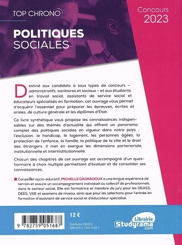 Politiques sociales. Mémo + QCM  Edition 2023