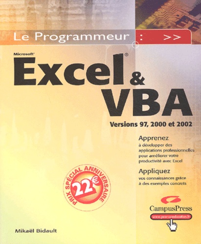 Mikaël Bidault - Excel et VBA - Versions 97, 2000 et 2002.