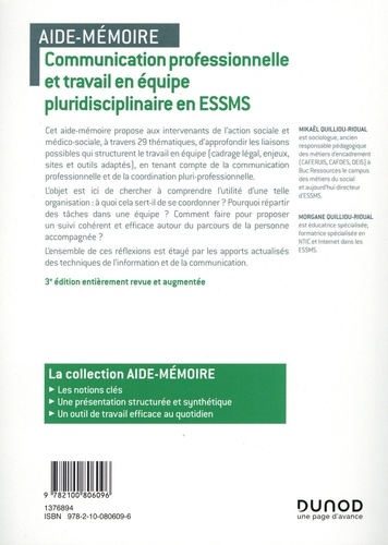 Communication professionnelle et travail en équipe pluridisciplinaire en ESSMS 3e édition revue et augmentée