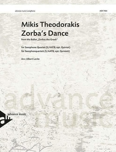 Mikis Theodorakis - Zorba's Dance - from the Ballet "Zorbas the Greek". 4-5 saxophones (SA(A)TBar/AAT(T)Bar). Partition et parties..
