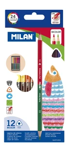 Pochette 12 crayons de couleur bicouleur