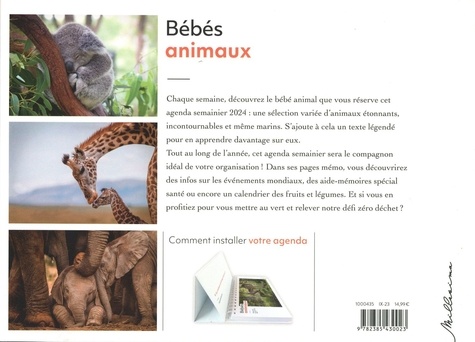 Agenda semainier bébés animaux de Millesima - Grand Format - Livre ...