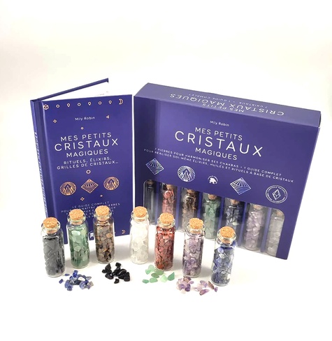 Coffret Mes petits cristaux magiques. 7 pierres pour harmoniser ses chakras + 1 guide complet pour réaliser soi-même élixirs, huiles et rituels à base de cristaux