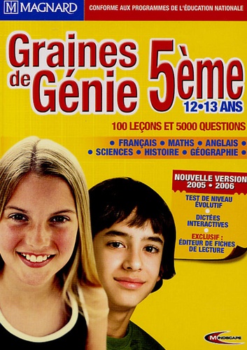  Magnard - Graines de Génie 5e 12-13 ans - CD-ROM 100 leçons et 5000 questions.