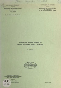 Rapport de mission d'appui au projet Mugamba-Nord-Burundi