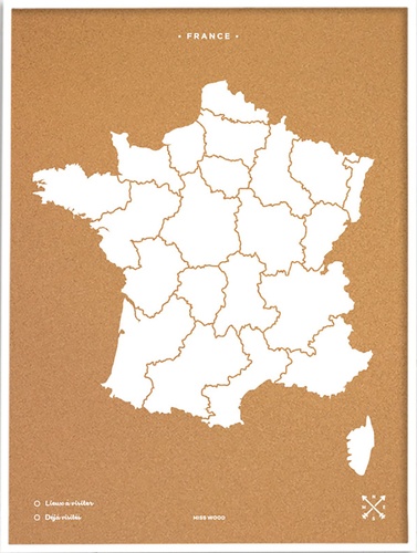 Woody Map L - France cadre blanc