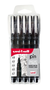 MITSUBISHI PENCIL - Pochette 5 feutres Uni Pin - pointes de 0,05 à 0,7mm
