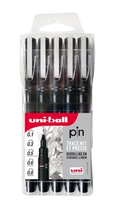MITSUBISHI PENCIL - Pochette 5 feutres Uni Pin - pointes de 0,1 à 0,8mm
