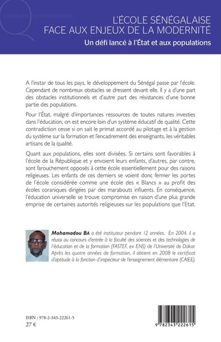 L'école sénégalaise face aux enjeux de la modernité. Un défi lancé à l'Etat et aux populations