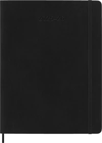 Agenda semainier 18 mois 2025/2026 - Couverture souple - Format XL - Noir