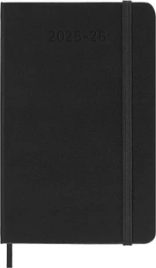 Agenda semainier 18 mois horizontal 2025/2026 - Couverture rigide - Format poche - Noir