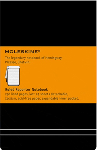 Bloc-notes Moleskine rigide 13 x 21 cm ligné noir