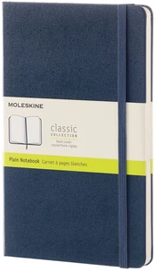 Carnet classique à pages blanches, grand format, bleu saphir, couverture rigide