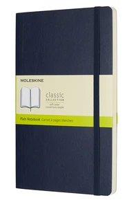 Carnet classique grand format à pages blanches bleu saphir couverture souple