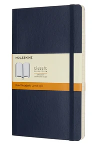 Carnet classique grand format ligné bleu saphir couverture souple