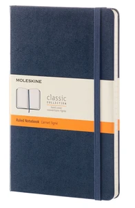 Carnet classique, ligné, grand format, bleu saphir, couverture rigide