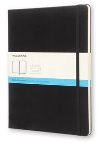 Carnet classique tres grand format pointilles couverture noire et rigide